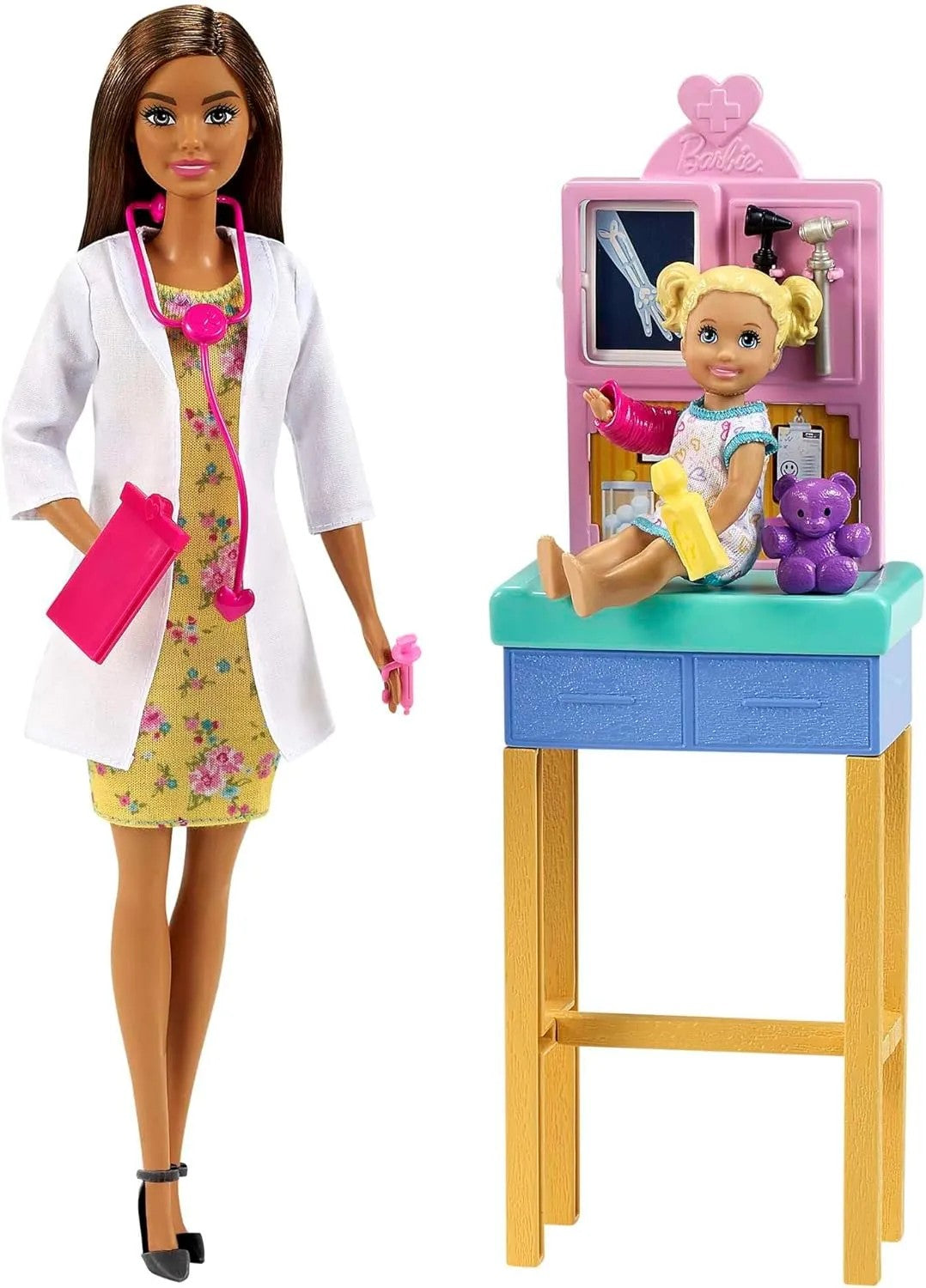 Barbie vaikų gydytoja briunetė GTN52