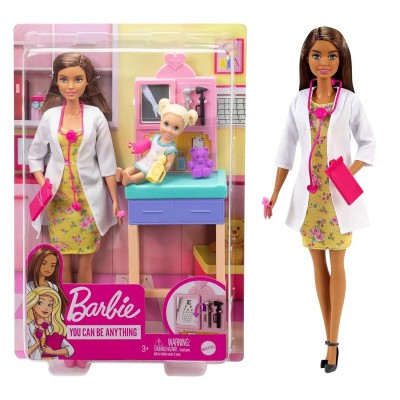 Barbie vaikų gydytoja briunetė GTN52