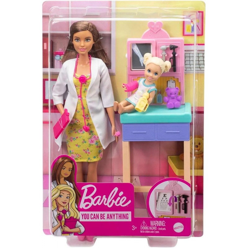 Barbie vaikų gydytoja briunetė GTN52