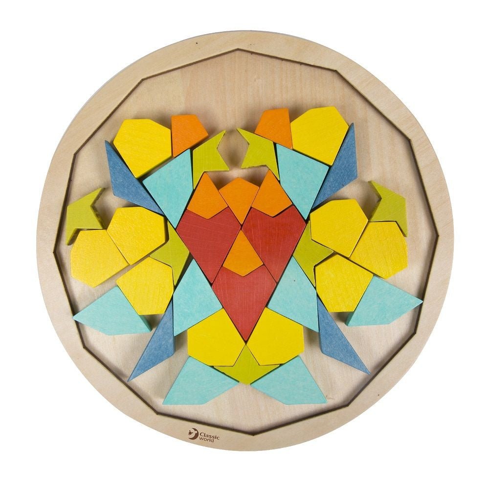 CLASSIC WORLD MONTESSORI Puzzle Mosaic Tangram Patterns Shapes and Colors - DKhouse