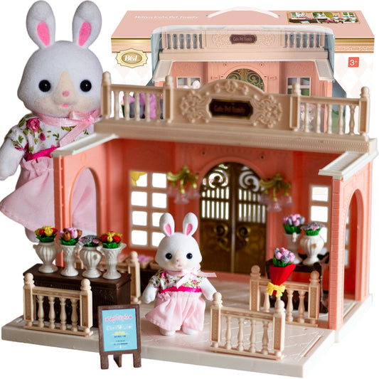 Dollhouse Rabbit šeimos gėlių parduotuvė + figūrėlė - DKhouse