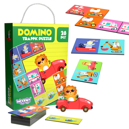 Mokomasis žaidimas Transporto gyvūnai Dėlionė Domino Montessori