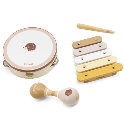 VIGA PolarB muzikinis rinkinys Hedgehog Tambourine Maracas Xylophone