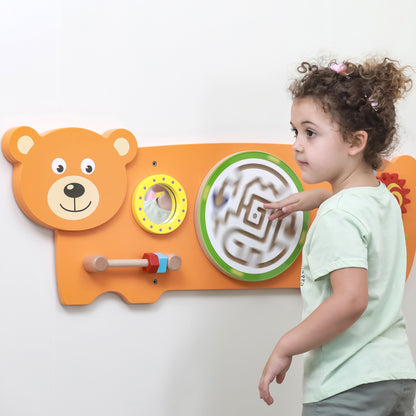 VIGA Teddy Bear jutiminė manipuliavimo lenta Montessori