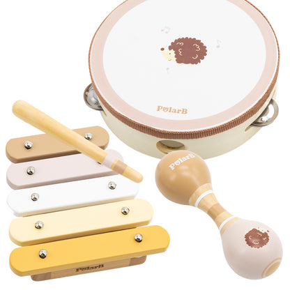 VIGA PolarB muzikinis rinkinys Hedgehog Tambourine Maracas Xylophone