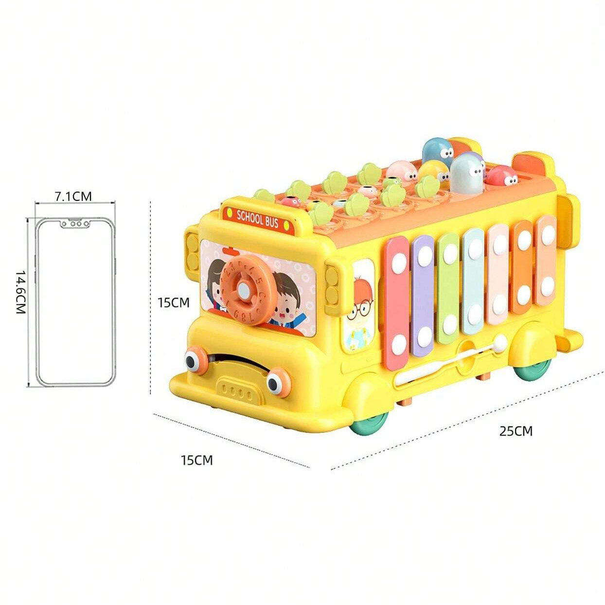 WOOPIE BABY interaktyvus Montessori mokomasis autobusas 6in1 Hammer cimbolai +18 m