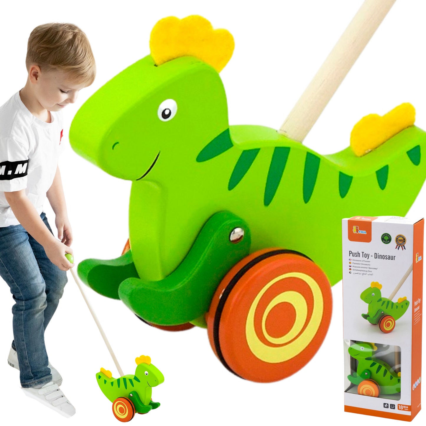 Viga Toys Medinis stumdomas žaislas dinozaurams