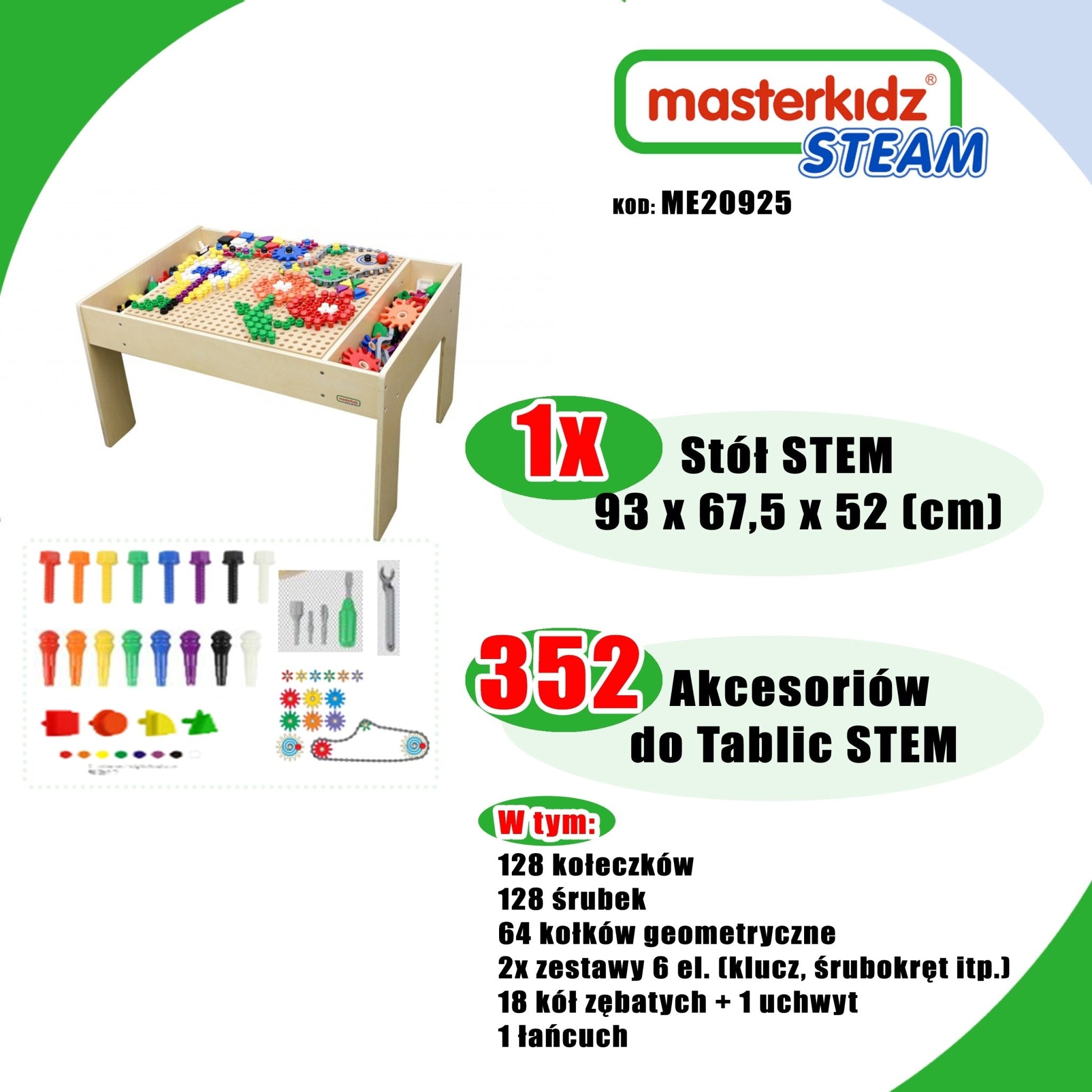 MASTERKIDZ Drewniany Stół Edukacyjny +AKCESORIA STEM WALL - DKhouse