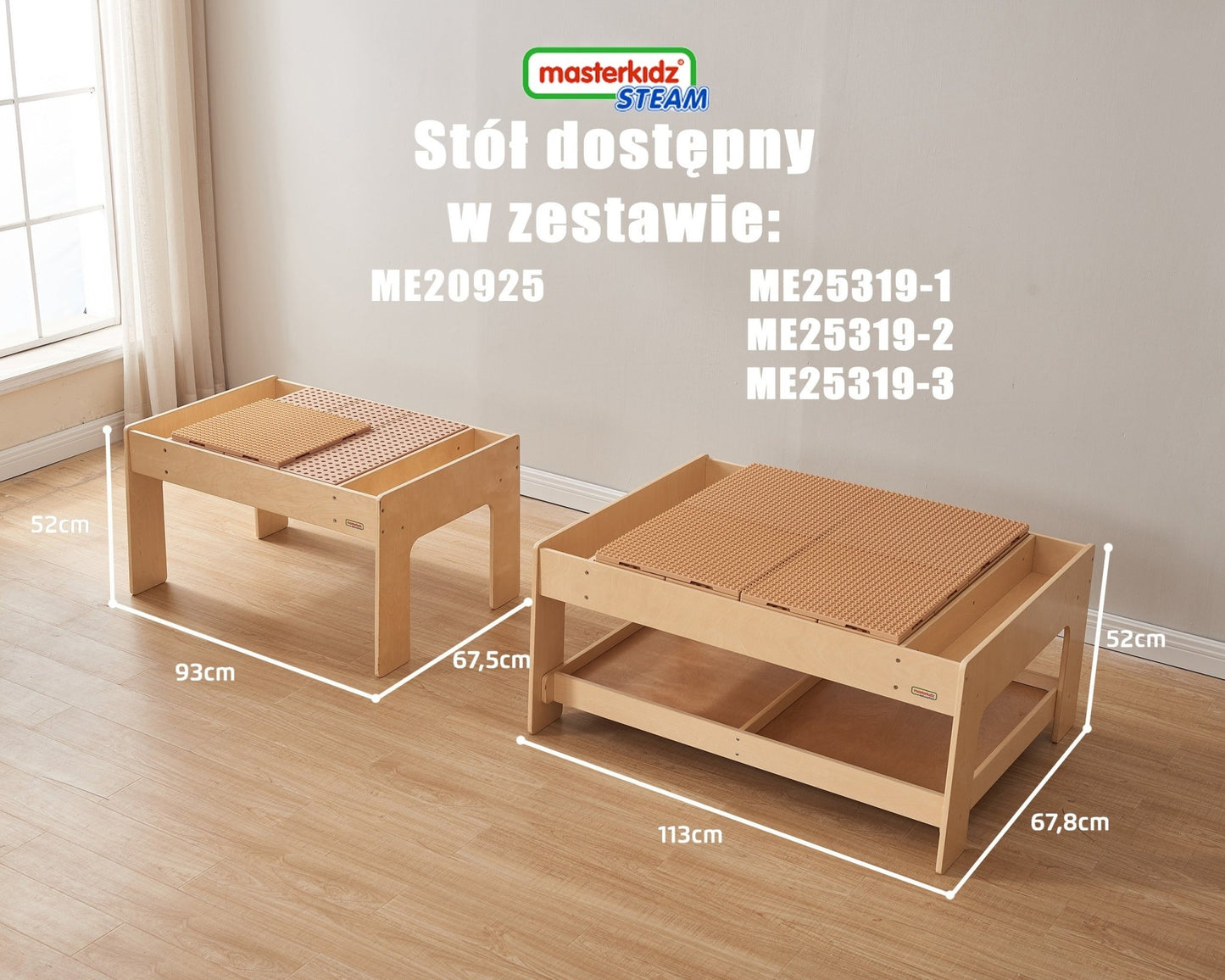 MASTERKIDZ Drewniany Stół Edukacyjny +AKCESORIA STEM WALL - DKhouse