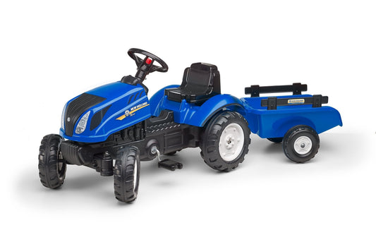 Pedalinis traktorius New Holland Large su priekaba + atidaromas variklio dangtis - DKhouse