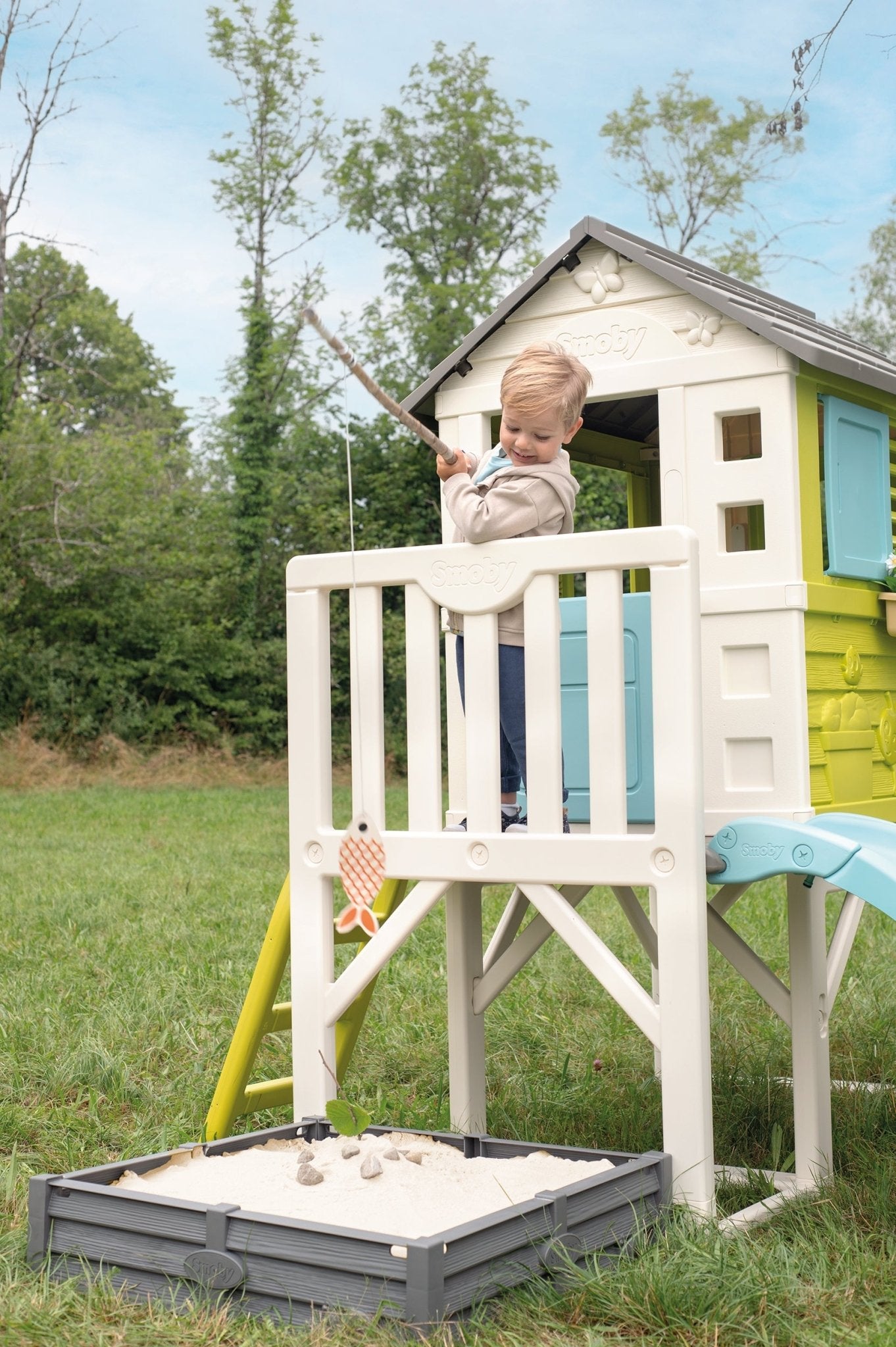 SMOBY Domek na Palach z Piaskownicą i Zjeżdżalnią - DKhouse