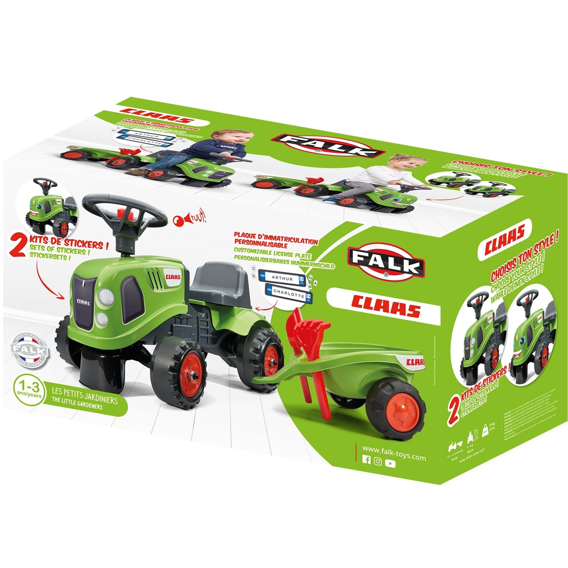 Traktorius Baby Claas Green su priekaba ir priedais nuo 1 metų - DKhouse