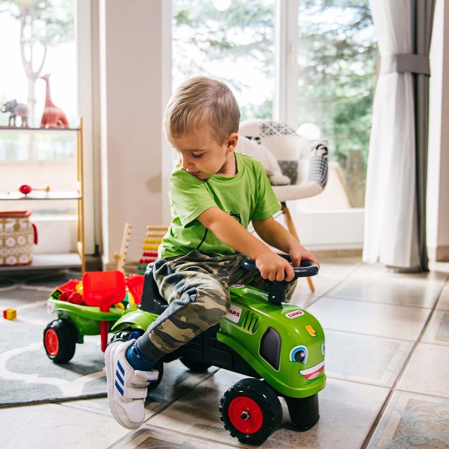 Traktorius Baby Claas Green su priekaba ir priedais nuo 1 metų - DKhouse