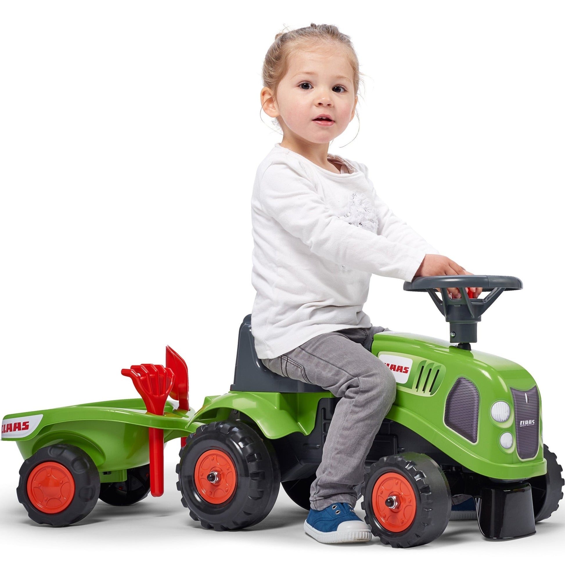 Traktorius Baby Claas Green su priekaba ir priedais nuo 1 metų - DKhouse