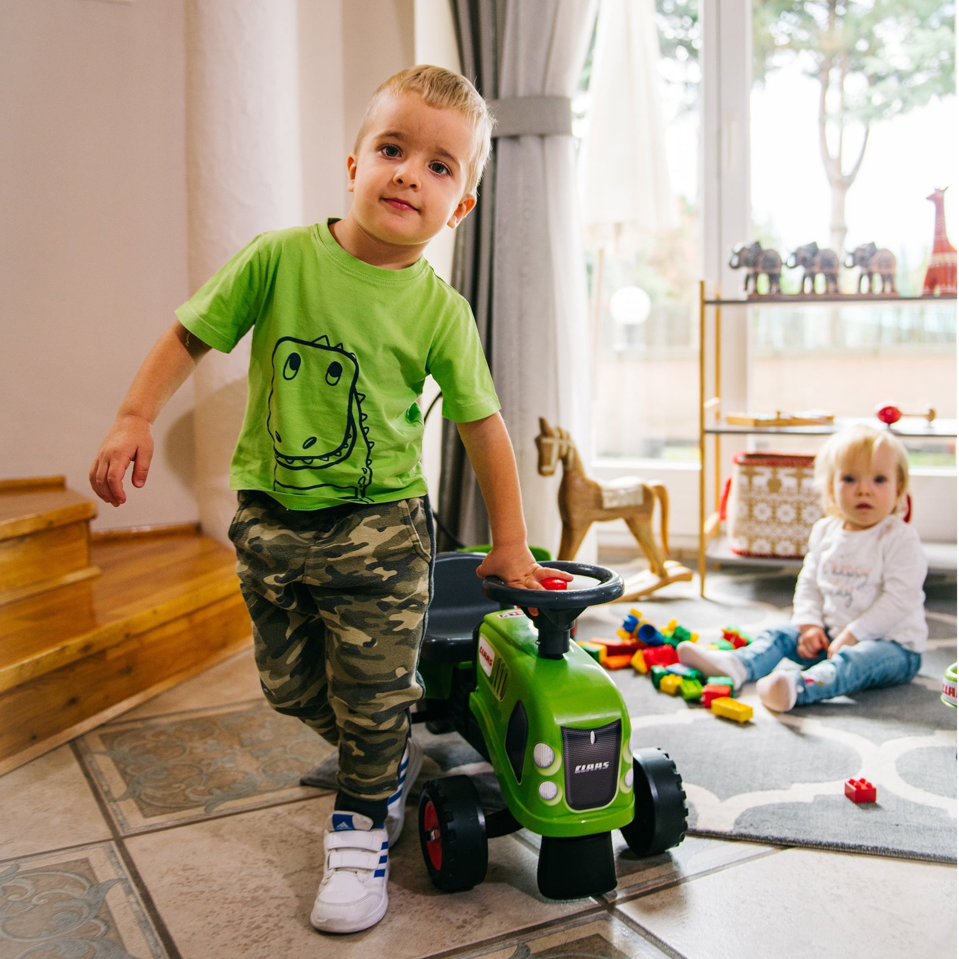 Traktorius Baby Claas Green su priekaba ir priedais nuo 1 metų - DKhouse