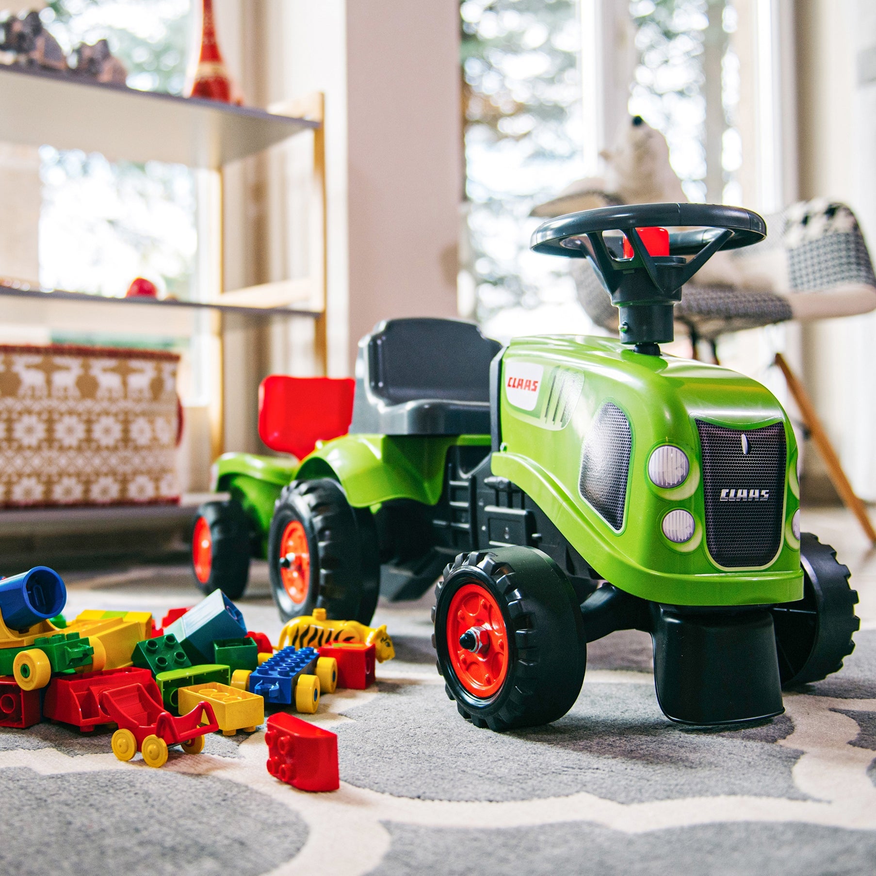 Traktorius Baby Claas Green su priekaba ir priedais nuo 1 metų - DKhouse