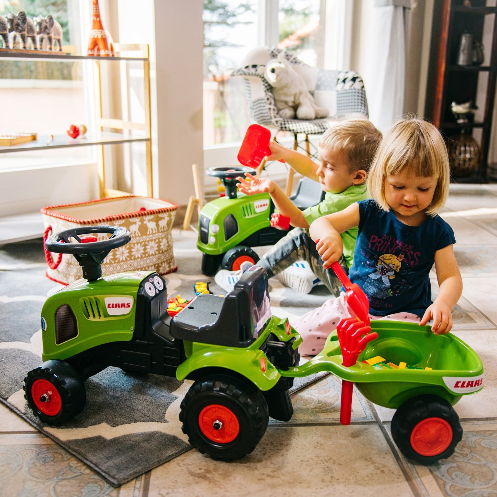 Traktorius Baby Claas Green su priekaba ir priedais nuo 1 metų - DKhouse