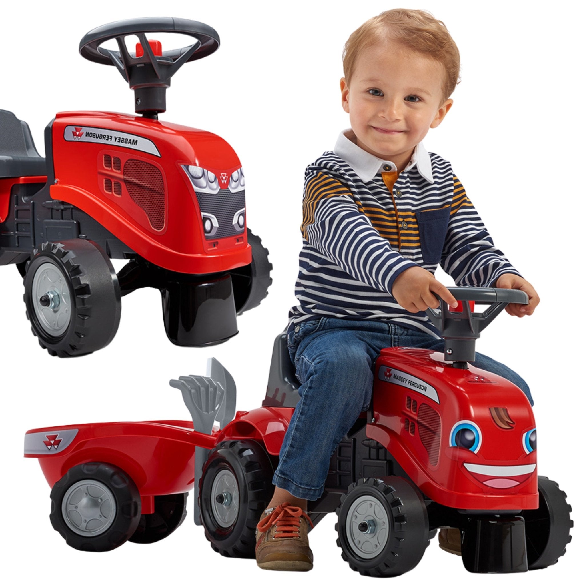 Traktorius Baby Massey Ferguson raudonas su priekaba + Nuo 1 metų - DKhouse