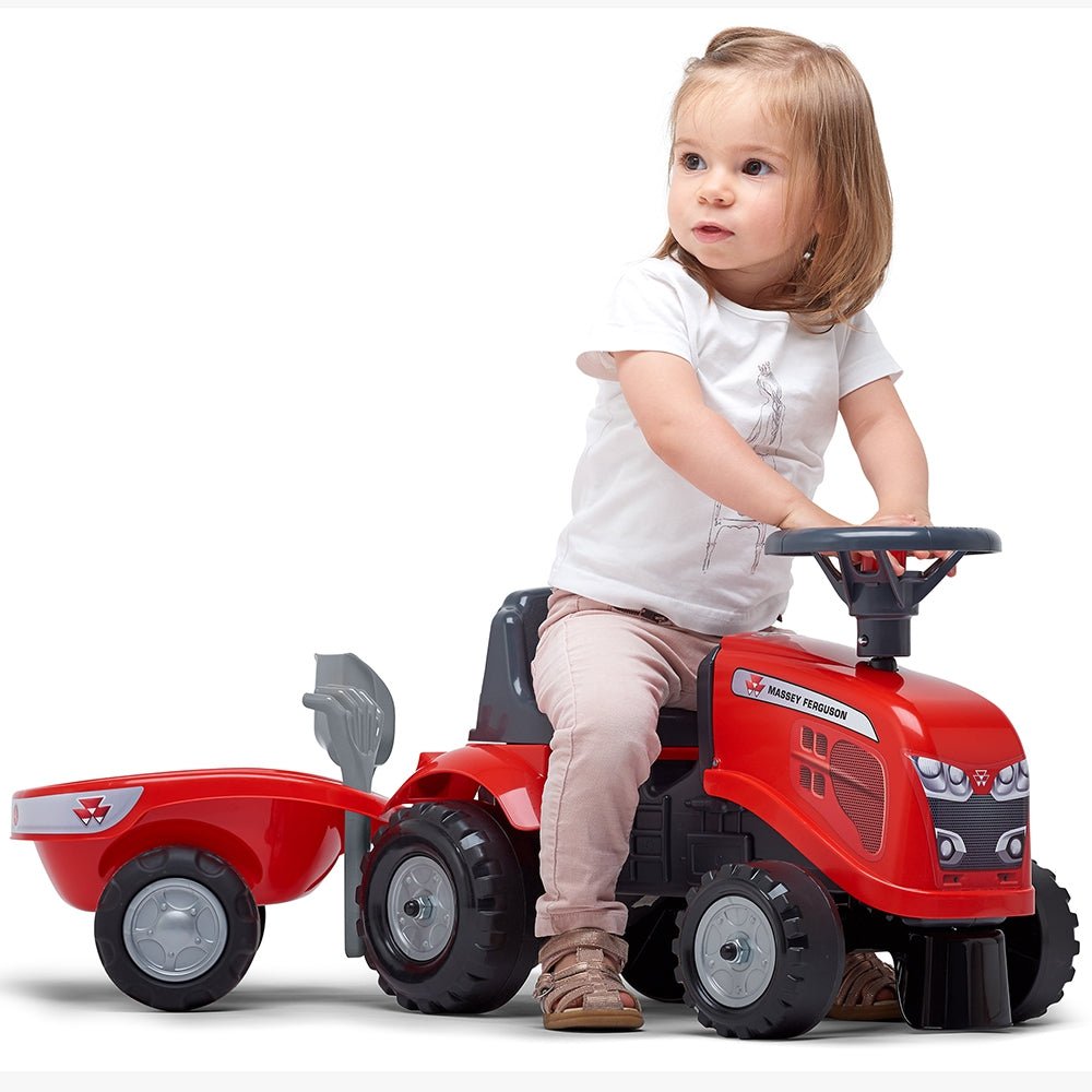 Traktorius Baby Massey Ferguson raudonas su priekaba + Nuo 1 metų - DKhouse