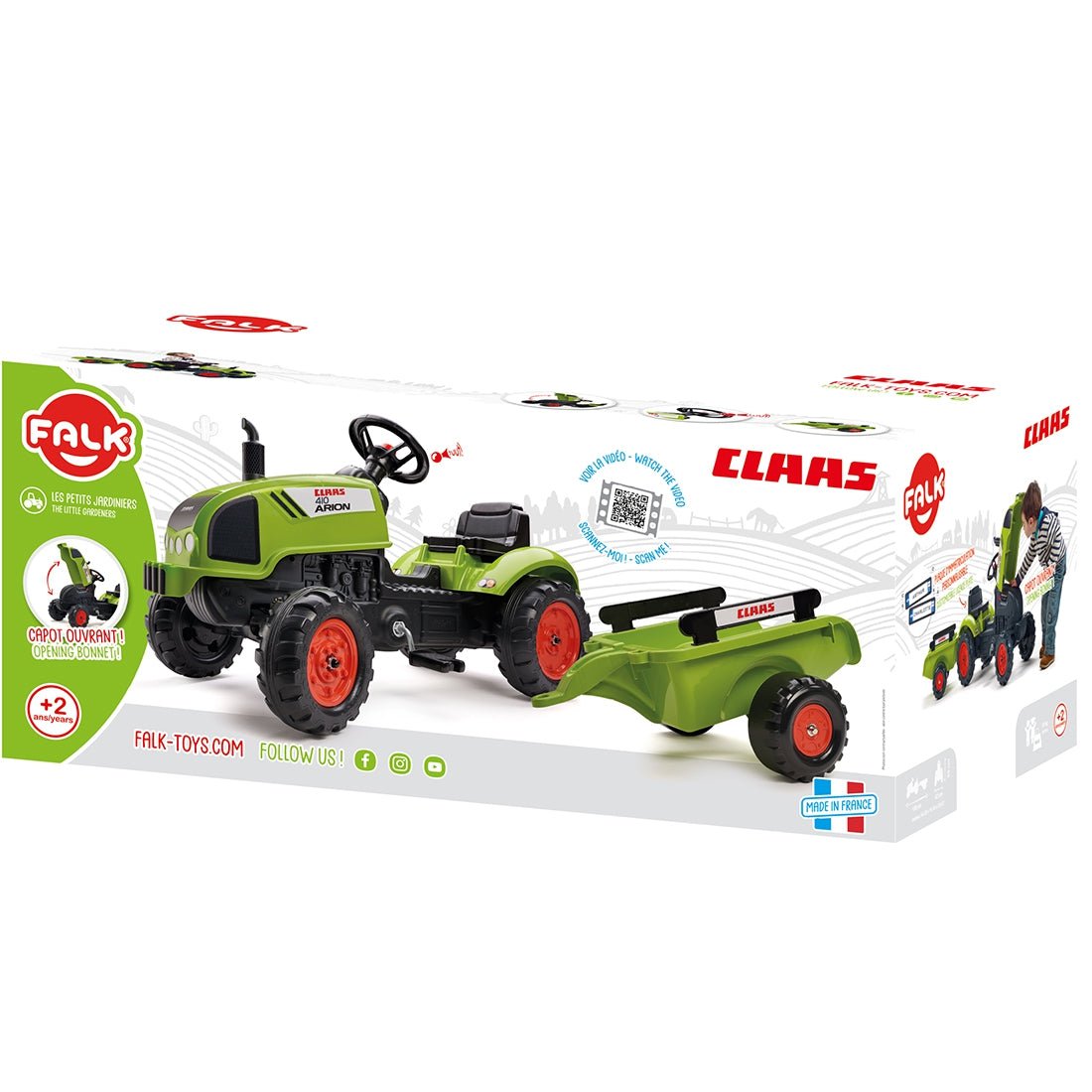 Traktorius Claas Green Pedal Horn Priekaba nuo 2 metų. - DKhouse