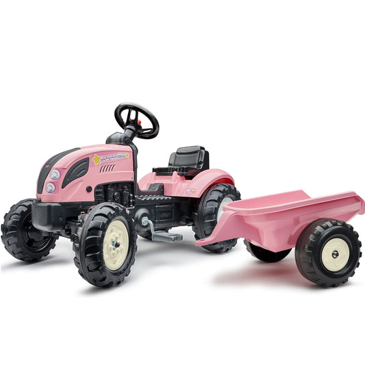 Traktorius Country Star Pink Pedal + priekaba ir ragelis nuo 2 metų. - DKhouse