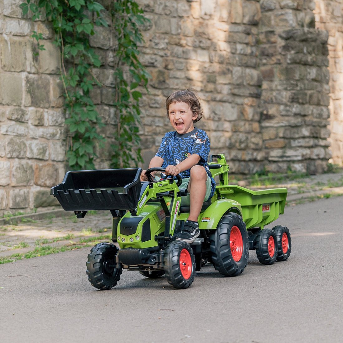 Traktorius didelis CLAAS AVEC Pedal Green su priekaba nuo 3 metų - DKhouse