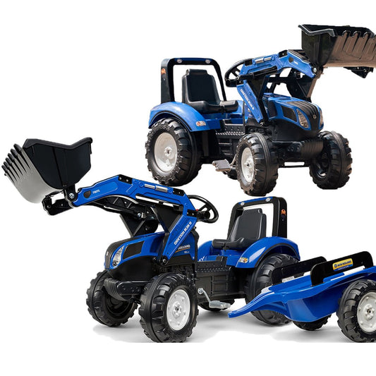 Traktorius New Holland mėlynas pedalinis su priekaba nuo 3 metų - DKhouse