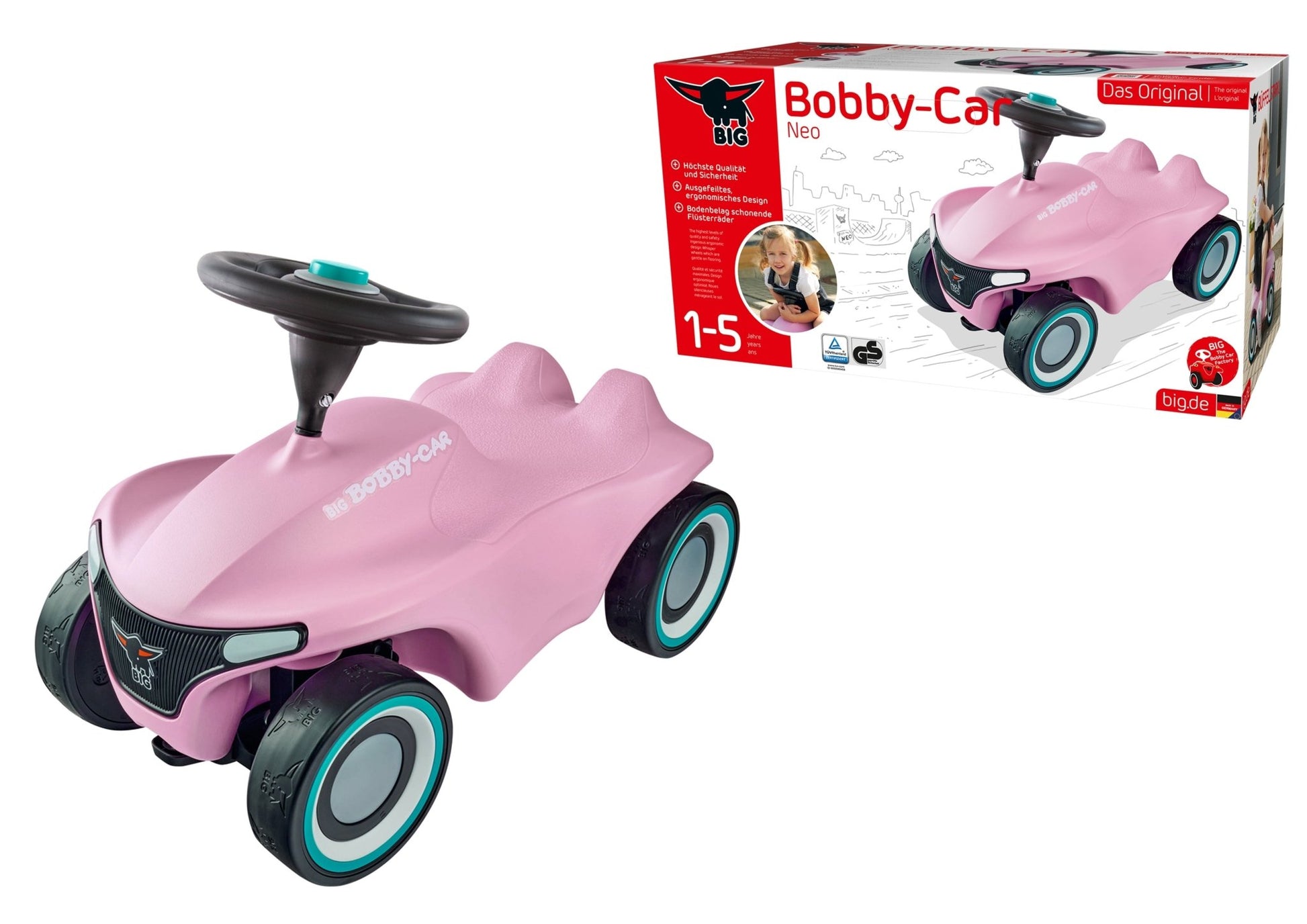 Vaikams mašina BIG Pink Push Ride Ant Bobby Car Neo Pink - DKhouse