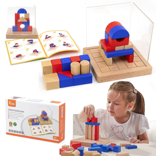 Viga Drewniana Gra Budowanie Klocki 3D Montessori - DKhouse